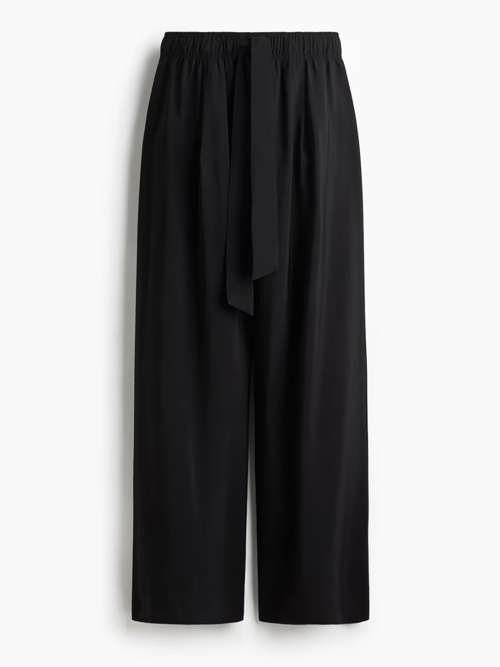H&M Black Wide-Leg Tie-Belt Pants